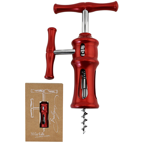 A Farfalli Bellagio vintage style burgundy corkscrew with a box.