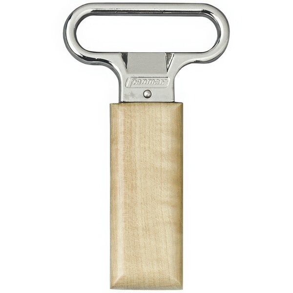 A Franmara cork extractor with a birch handle.