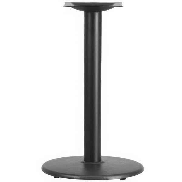 A black Flash Furniture round table base with a cylindrical column.