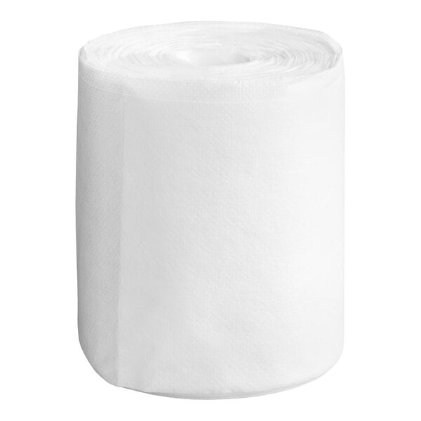 A large, white, cylindrical roll of paper or wiper material with a smooth texture.