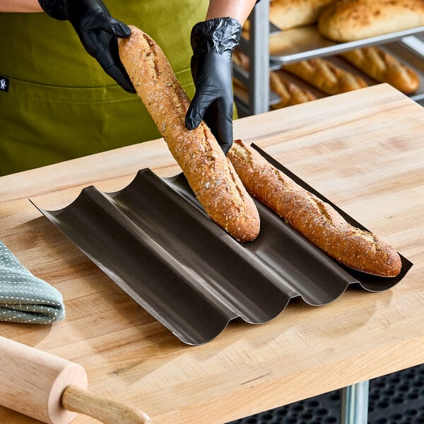 Gobel 14 7/8" x 12 1/2" 4 Loaf Non-Stick Long Baguette Pan 258330