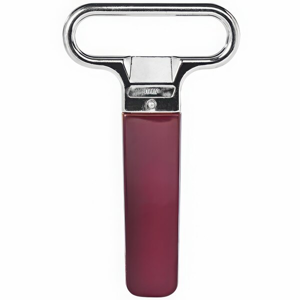 A Franmara chrome-plated cork extractor with a red handle.