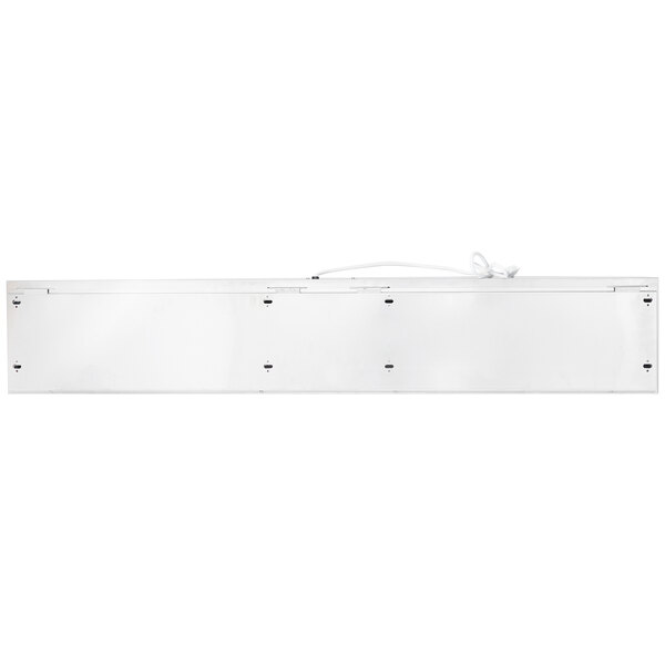A white rectangular air curtain with wires.