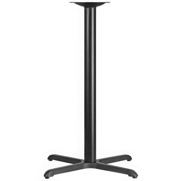 A black metal Flash Furniture bar height table base with a cross base.