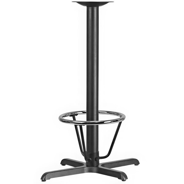 A Flash Furniture bar height table base with a round metal ring for a foot rest.