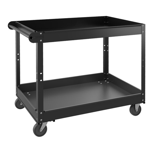 Hirsh 36" x 24" Black Two-Shelf Steel Utility Cart 22641