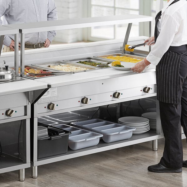 a food trays on a shelf