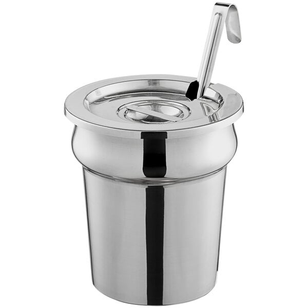 A silver stainless steel Choice inset kit with a ladle.