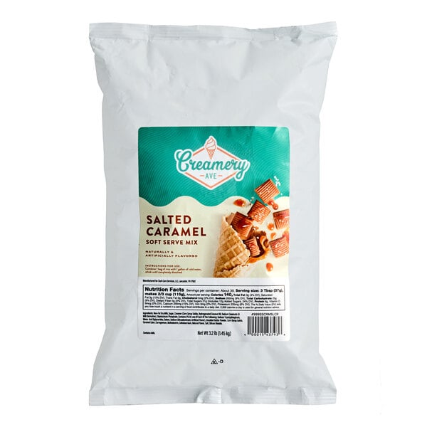 Creamery Ave. Salted Caramel Soft Serve Mix 3.2 lb. - 6/Case