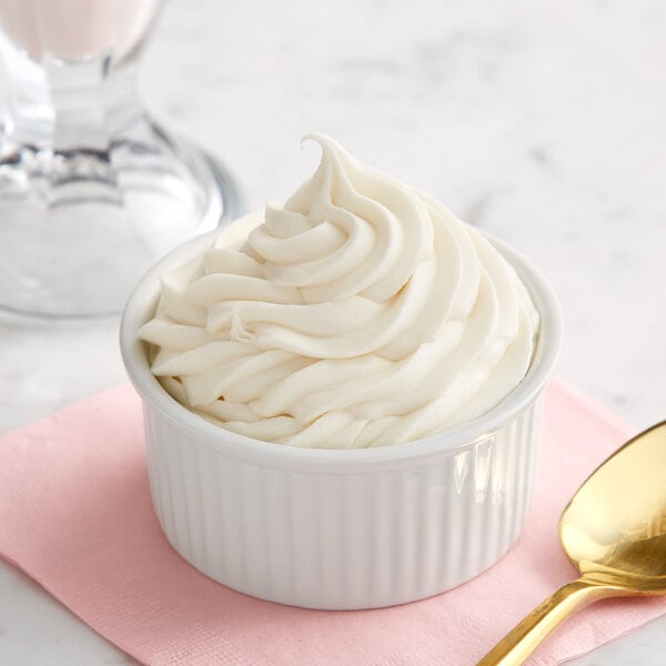 Vanilla soft serve in a cup