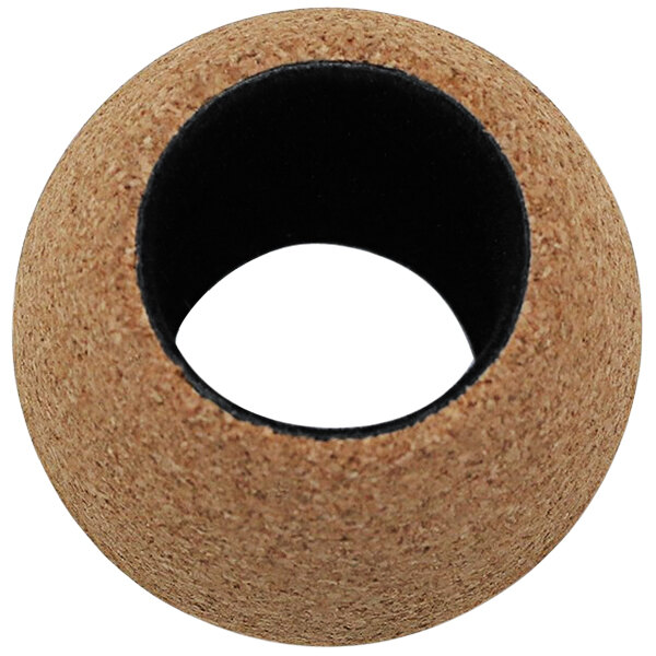 A round cork wine bottle collar with a black border.