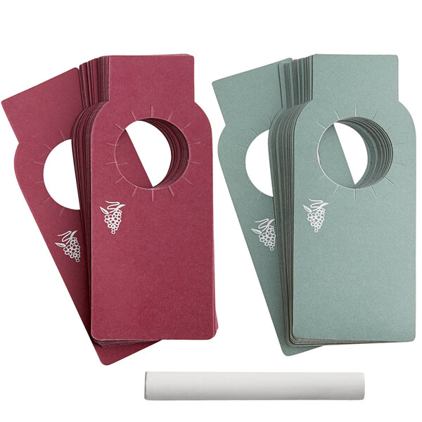 Franmara Chalkboard Wine Tags with Chalk and cutouts for wine bottles with a white marker.