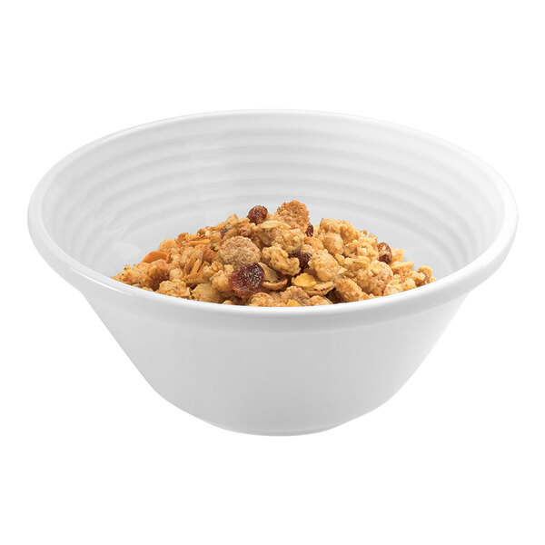 RAK Porcelain Rondo 20.3 oz. Ivory Embossed Porcelain Stackable Bowl - 12/Case