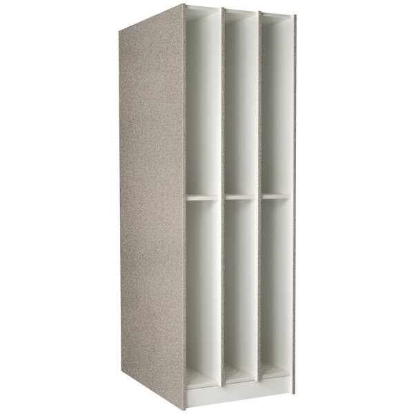 A grey I.D. Systems instrument storage locker with six compartments.