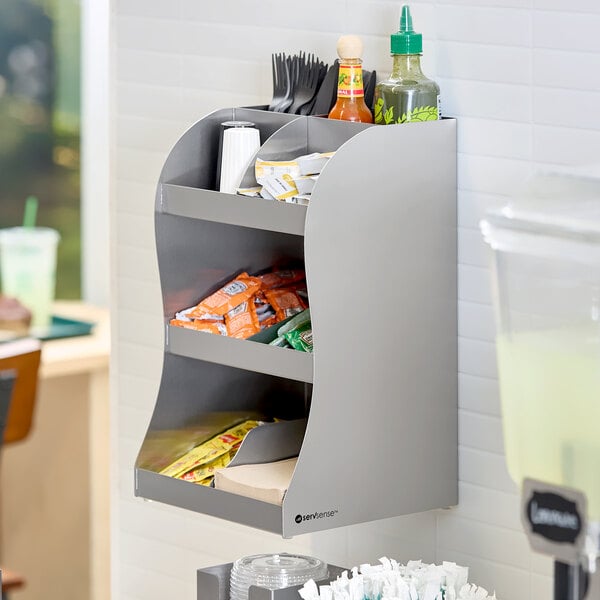 ServSense 8-Section Stainless Steel Countertop / Wall-Mount Condiment Organizer