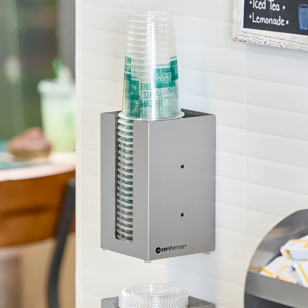 ServSense Stainless Steel Countertop / Wall-Mount Cup / Lid Organizer
