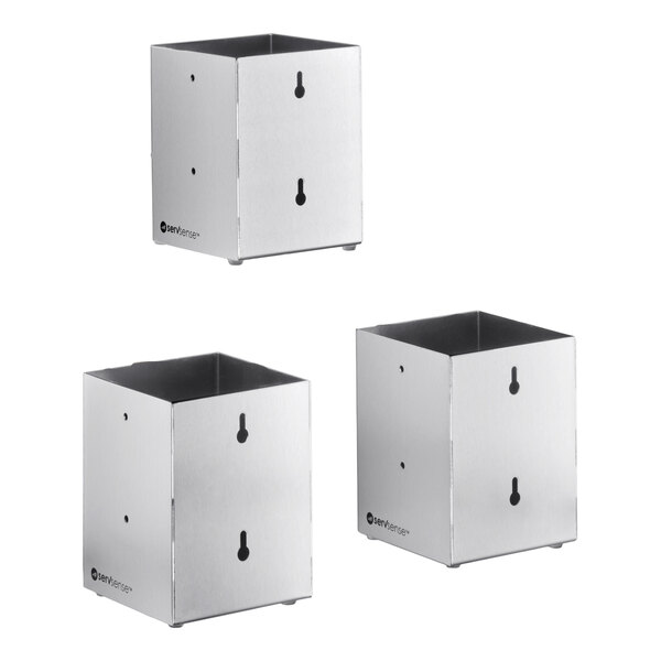 ServSense Stainless Steel Countertop / Wall-Mount Flatware Organizer - 3/Set