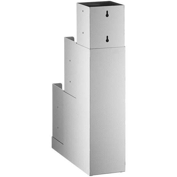 A white metal 3-tier organizer with a handle on top.