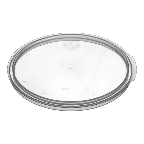 A clear plastic lid with a clear circle.