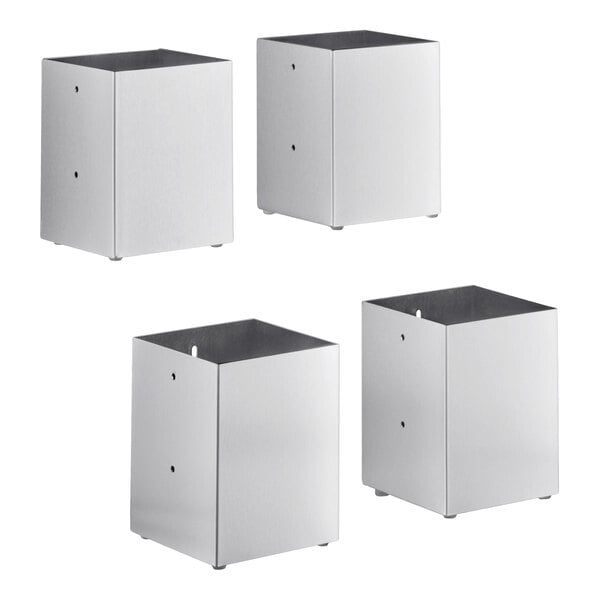 ServSense Stainless Steel Countertop / Wall-Mount Flatware/Straw Organizer - 4/Set