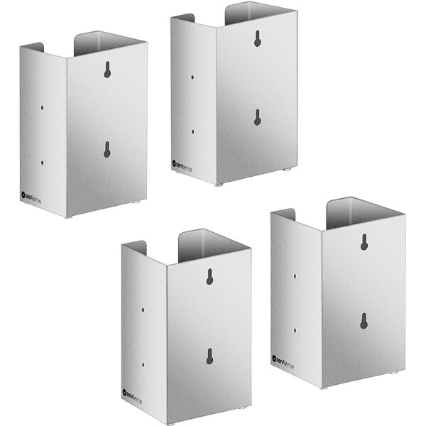 A white rectangular object with four metal sections and holes.