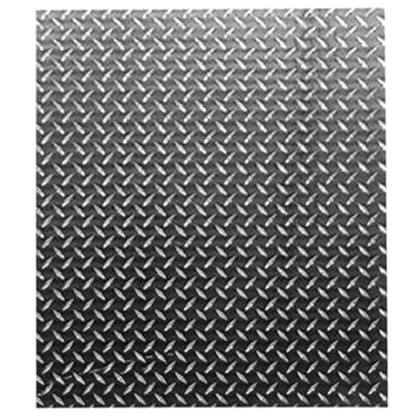 A 26-inch wide stainless steel kick plate with a diamond texture exterior.