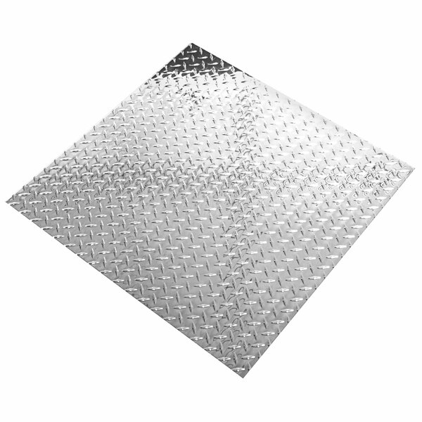A close-up of a Norlake metal kick plate with a diamond texture.