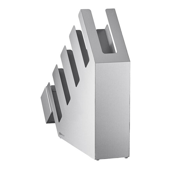 ServSense Stainless Steel 4-Section Slanted Countertop Cup / Lid Organizer with Straw Attachment