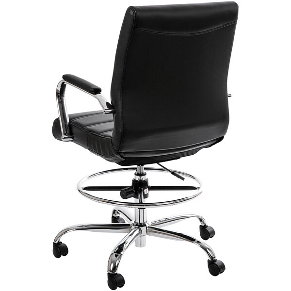 A black Flash Furniture office chair with chrome legs.