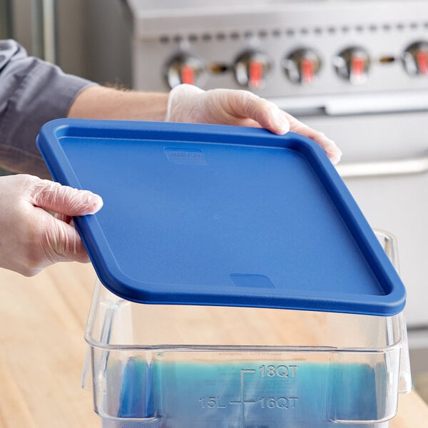 a clear container with blue liquid