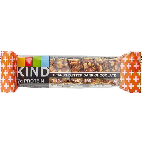 A package of KIND Peanut Butter Dark Chocolate Bars.