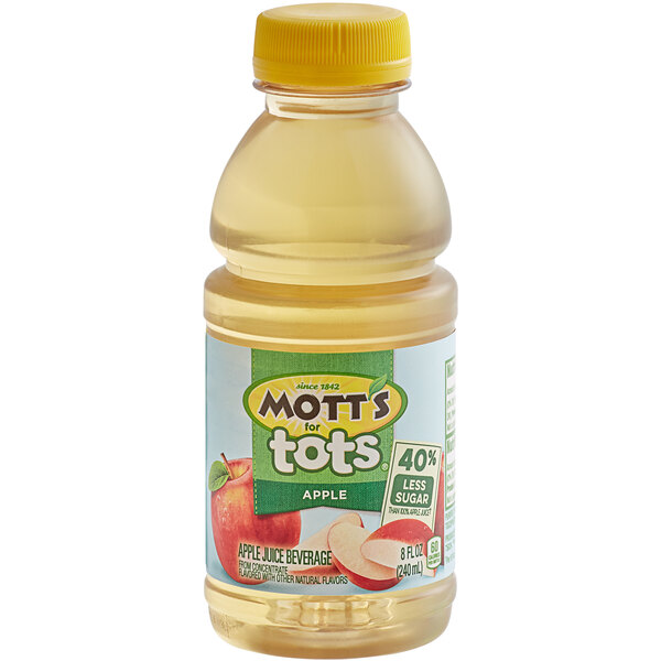 A case of 24 Mott's for Tots apple juice bottles.
