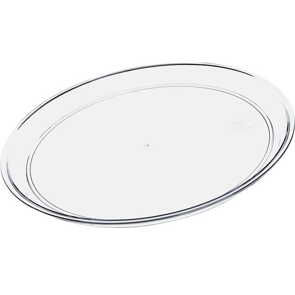 A clear acrylic tray with a clear rim.