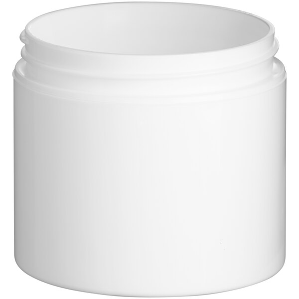 A white plastic jar with a lid.