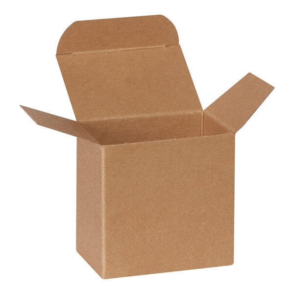A brown kraft heavy-duty reverse tuck carton with open flaps.