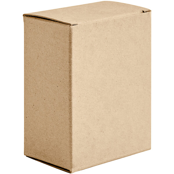 A close-up of a brown heavy-duty reverse tuck carton with a lid.