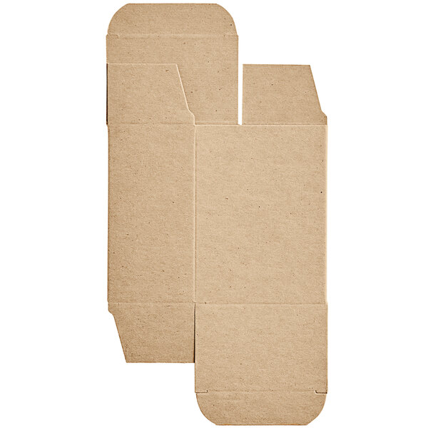 A brown cardboard Lavex heavy-duty reverse tuck carton with two open sides.