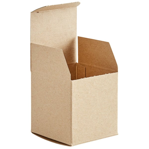 A Lavex heavy-duty kraft cardboard tuck carton with an open lid.