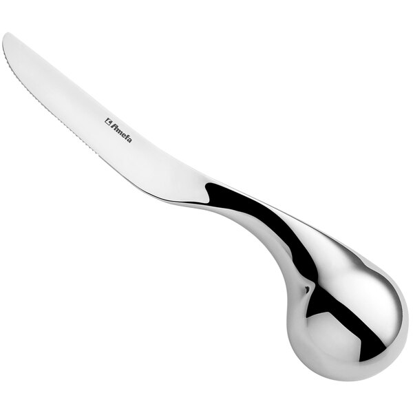 An Amefa stainless steel knife with a long, round silver handle.