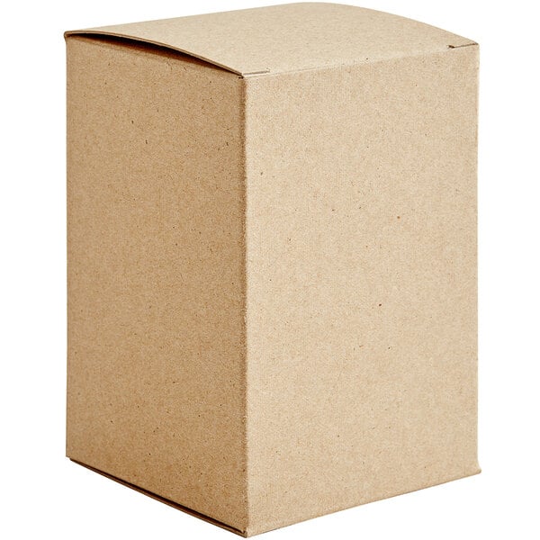 A close up of a brown Lavex heavy-duty reverse tuck carton with a lid.