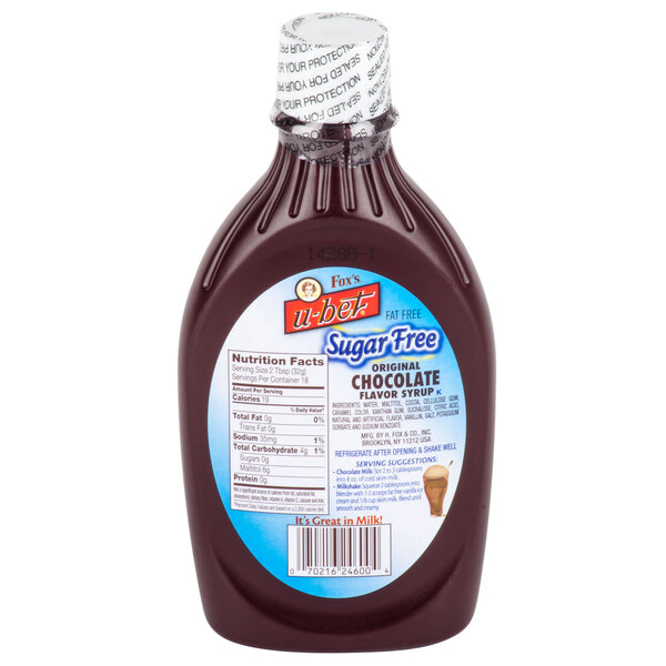 Fox's UBet Sugar Free Chocolate Syrup 18 oz. Squeeze Bottle