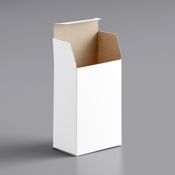 a white box with a brown top