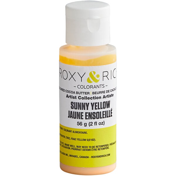 A small bottle of Roxy & Rich Sunny Yellow cocoa butter.