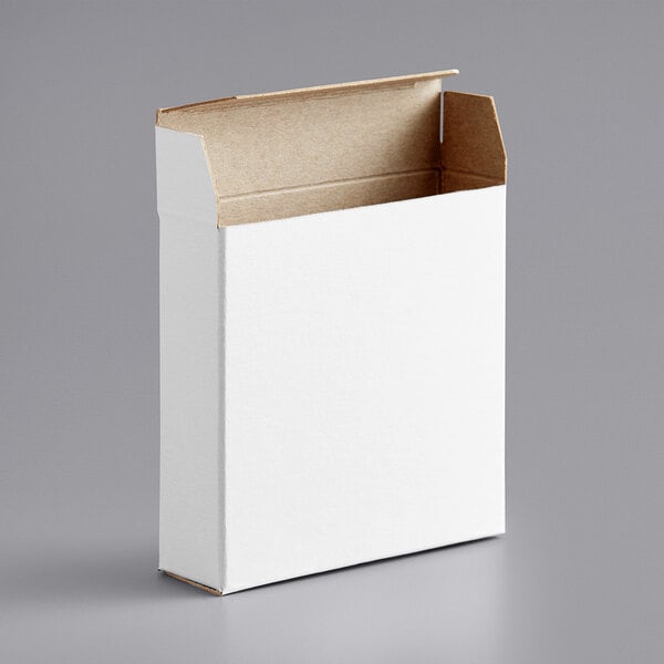 A white reverse tuck carton with a lid.