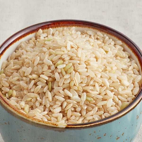 Medium grain brown rice in a bowl