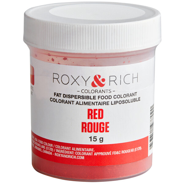 A jar of Roxy & Rich Red Fat Dispersible Dust powder.