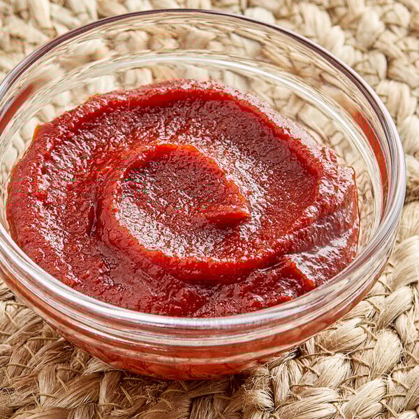 A bowl of red hot pepper paste.