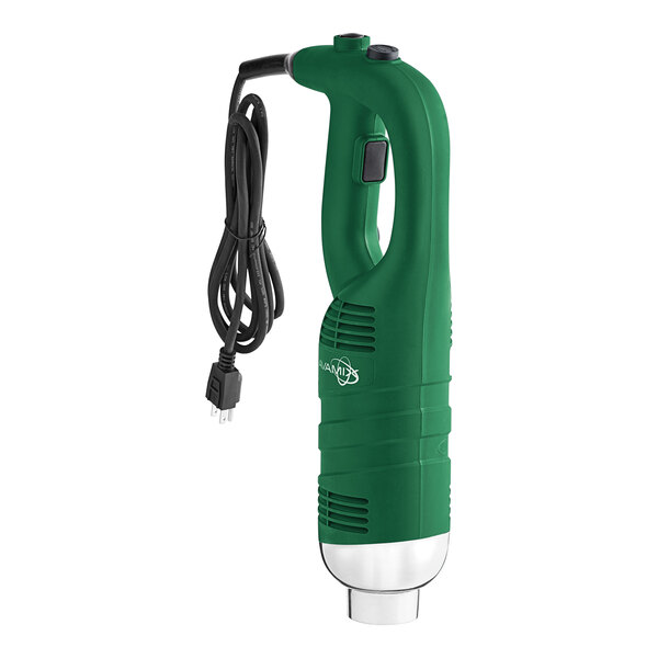 A green and silver AvaMix power pack for an immersion blender.