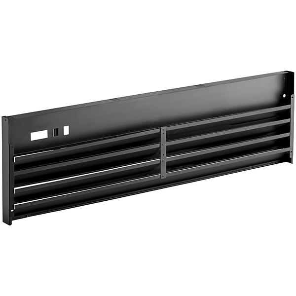 A black metal Avantco grille with four holes.