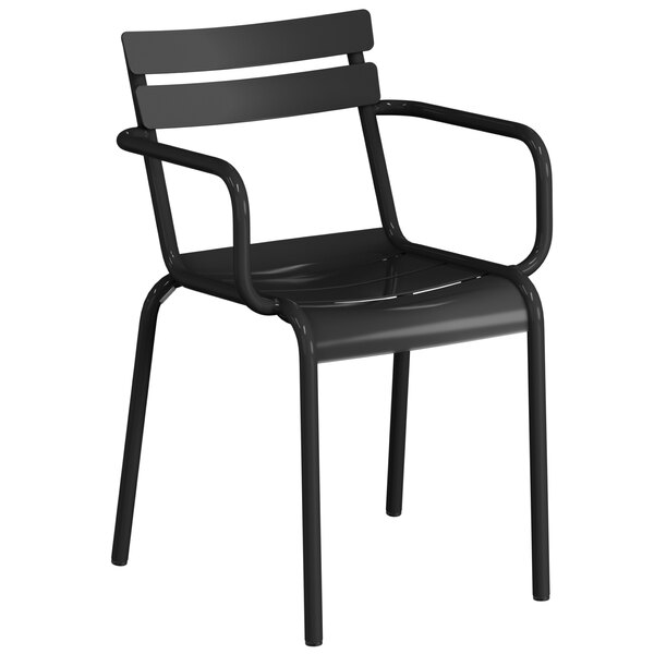 a black chair with arms